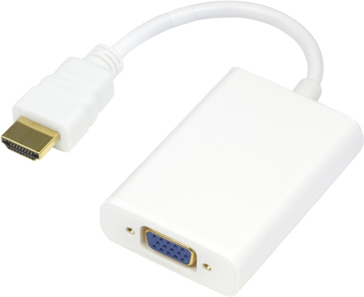 DELTACO HDMI til VGA adapter, 19-pin han - 15-pin hun, 0.2m, hvid i gruppen HJEMMEELEKTRONIK / Kabler og adaptere / HDMI / Adaptere hos TP E-commerce Nordic AB (38-17384)