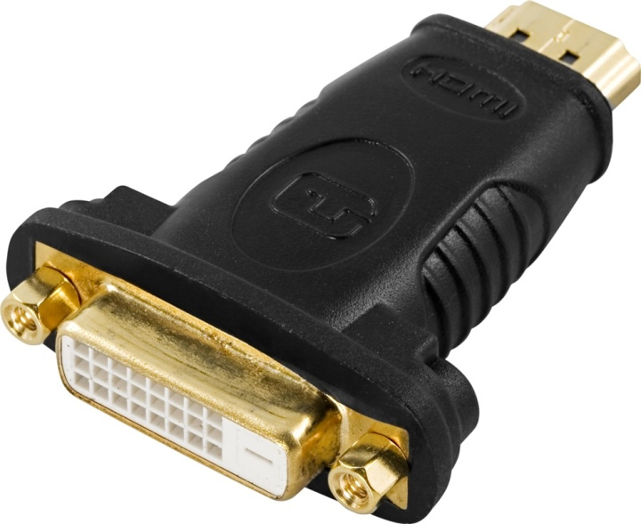 DELTACO HDMI-adapter, HDMI 19-pin han til DVI-D hun, guldpletteret sti i gruppen HJEMMEELEKTRONIK / Kabler og adaptere / HDMI / Adaptere hos TP E-commerce Nordic AB (38-17390)