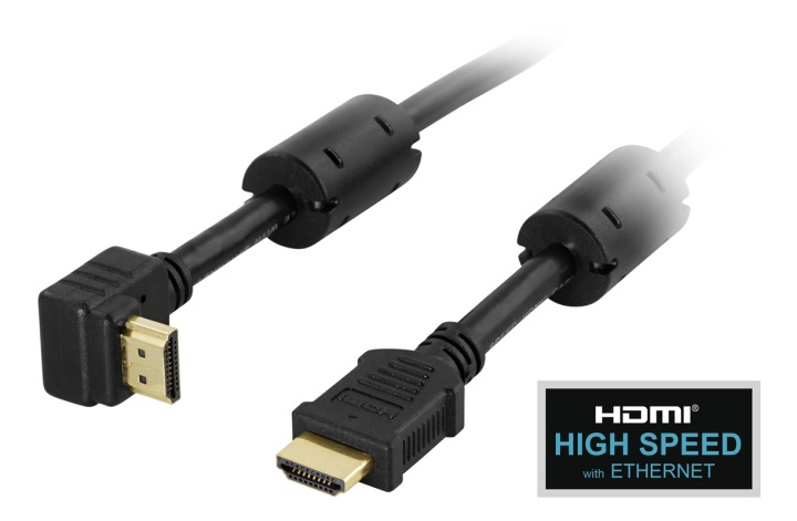 DELTACO HDMI kabel, HDMI High Speed with Ethernet, vinklet HDMI Type A i gruppen HJEMMEELEKTRONIK / Kabler og adaptere / HDMI / Kabler hos TP E-commerce Nordic AB (38-17425)