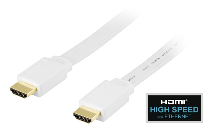 DELTACO fladt HDMI kabel, HDMI High Speed with Ethernet, HDMI Type A h i gruppen HJEMMEELEKTRONIK / Kabler og adaptere / HDMI / Kabler hos TP E-commerce Nordic AB (38-17433)
