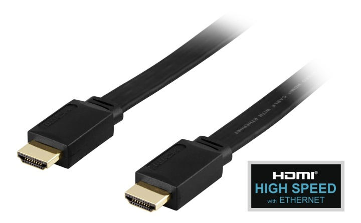 DELTACO fladt HDMI kabel, HDMI High Speed with Ethernet, HDMI Type A h i gruppen HJEMMEELEKTRONIK / Kabler og adaptere / HDMI / Kabler hos TP E-commerce Nordic AB (38-17441)