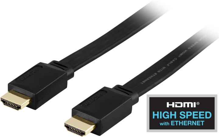 DELTACO fladt HDMI kabel, HDMI High Speed with Ethernet, HDMI Type A h i gruppen HJEMMEELEKTRONIK / Kabler og adaptere / HDMI / Kabler hos TP E-commerce Nordic AB (38-17449)