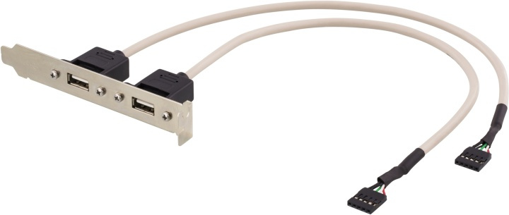 DELTACO internt kabel til USB 2.0, PCI-dækplade, 2xIDC5 hun - 2xUSB 2 i gruppen COMPUTERTILBEHØR / Kabler og adaptere / USB / USB-A / Adaptere hos TP E-commerce Nordic AB (38-18010)