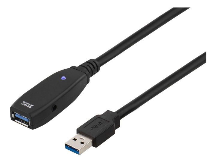 DELTACO USB 3.0-forlængerkabel, aktivt, Type A han - Type A han, <b>2 i gruppen COMPUTERTILBEHØR / Kabler og adaptere / USB / USB-A / Kabler hos TP E-commerce Nordic AB (38-18022)