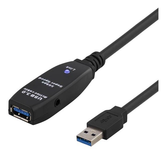 DELTACO PRIME aktiv USB 3.0-forlængerkabel, Type A han - hun, 7m, sort i gruppen COMPUTERTILBEHØR / Kabler og adaptere / USB / USB-A / Kabler hos TP E-commerce Nordic AB (38-18025)