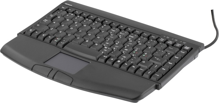 DELTACO minitastatur med TouchPad, sort, USB, nordisk layout i gruppen COMPUTERTILBEHØR / Mus og tastatur / Tastatur / Med ledning hos TP E-commerce Nordic AB (38-18268)