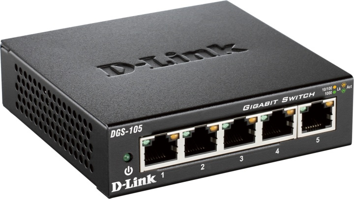 D-Link Gigabit Ethernet Switch, 5x10/100/1000Mbps, metalkabinet, sort i gruppen COMPUTERTILBEHØR / Netværk / Switches / 10/100/1000Mbps hos TP E-commerce Nordic AB (38-18446)