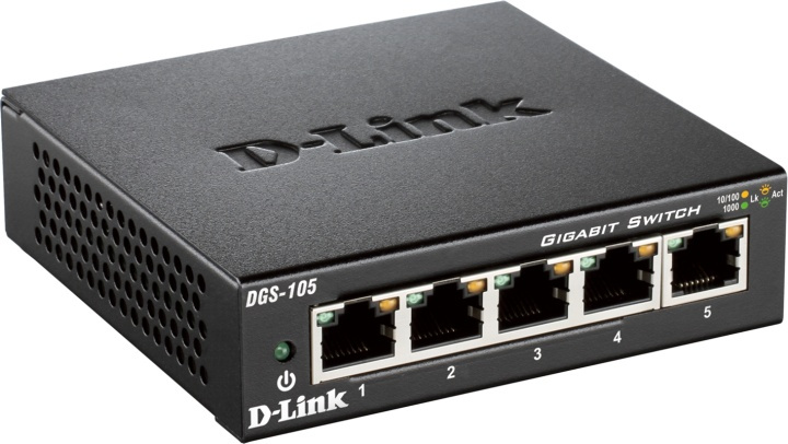 D-Link Gigabit Ethernet Switch, 5x10/100/1000Mbps, metalkabinet, sort i gruppen COMPUTERTILBEHØR / Netværk / Switches hos TP E-commerce Nordic AB (38-18446)