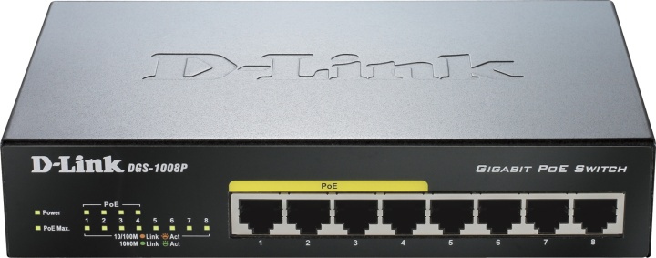 D-Link DGS 1008P Switch 8-porte Gigabit PoE i gruppen COMPUTERTILBEHØR / Netværk / Switches / 10/100/1000Mbps hos TP E-commerce Nordic AB (38-18449)