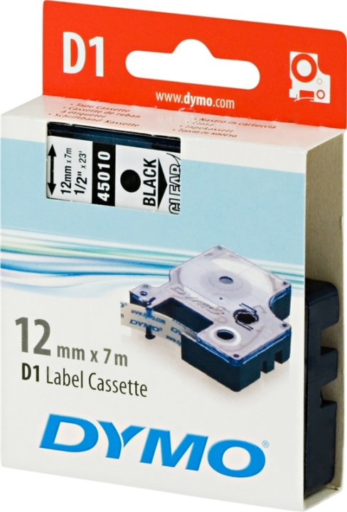 DYMO D1, markeringstape, 12mm, sort tekst på transparent tape, 7m - 4 i gruppen COMPUTERTILBEHØR / Printere og tilbehør / Printere / Labelmaskiner og tilbehør / Tape hos TP E-commerce Nordic AB (38-18547)