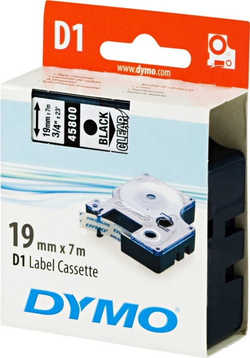 DYMO Farvetape S0720820 45800 19mm Sort på Transparent i gruppen COMPUTERTILBEHØR / Printere og tilbehør / Printere / Labelmaskiner og tilbehør / Tape hos TP E-commerce Nordic AB (38-18557)