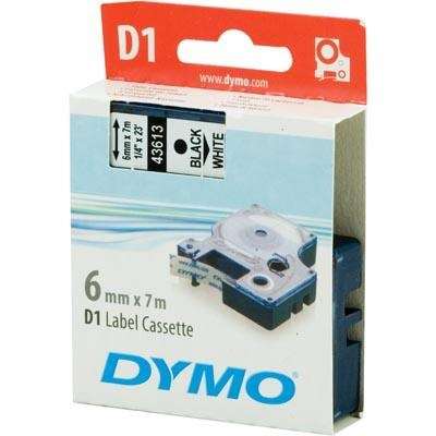 DYMO D1, markeringstape, 6 mm, sort tekst på hvid tape, 7 m i gruppen COMPUTERTILBEHØR / Printere og tilbehør / Printere / Labelmaskiner og tilbehør / Tape hos TP E-commerce Nordic AB (38-18573)