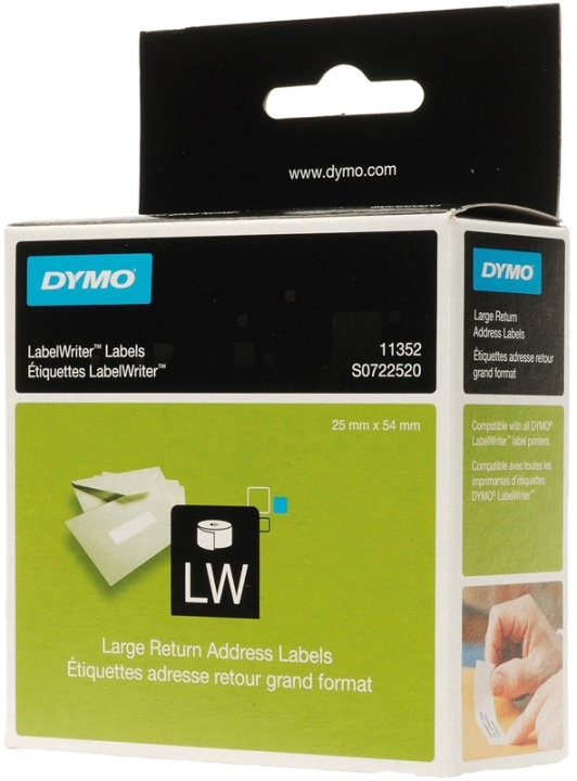 DYMO LabelWriter hvide returadresse etiketter, 54x25 mm, 1-pack(500 st i gruppen COMPUTERTILBEHØR / Printere og tilbehør / Printere / Labelmaskiner og tilbehør / Etiketter hos TP E-commerce Nordic AB (38-18592)