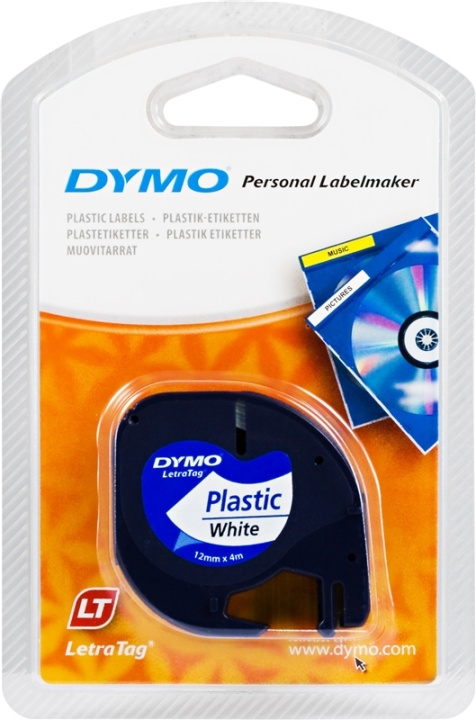 DYMO LetraTag, plasttape, hvid, 12mm, 4m - 91221 i gruppen COMPUTERTILBEHØR / Printere og tilbehør / Printere / Labelmaskiner og tilbehør / Tape hos TP E-commerce Nordic AB (38-18608)