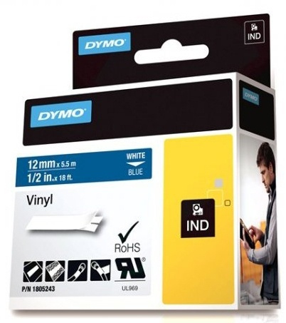 DYMO Rhino Professional, mærkbar permanent vinyltape, 12mm, hvid teks i gruppen COMPUTERTILBEHØR / Printere og tilbehør / Printere / Labelmaskiner og tilbehør / Tape hos TP E-commerce Nordic AB (38-18615)