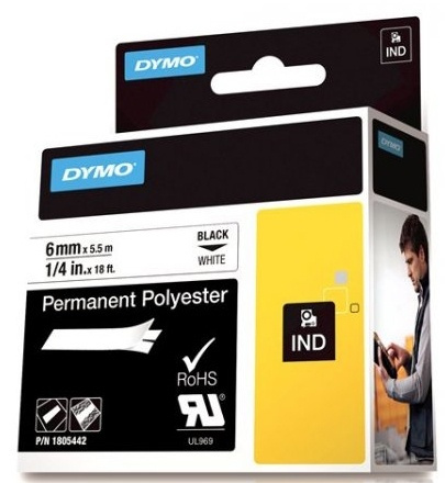 DYMO Rhino Professional, mærkbar permanent polyestertape, 6mm, sort i gruppen COMPUTERTILBEHØR / Printere og tilbehør / Printere / Labelmaskiner og tilbehør / Tape hos TP E-commerce Nordic AB (38-18637)