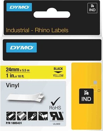 DYMO Rhino Professional, mærkbar permanent vinyltape, 24 mm, sort tek i gruppen COMPUTERTILBEHØR / Printere og tilbehør / Printere / Labelmaskiner og tilbehør / Tape hos TP E-commerce Nordic AB (38-18642)