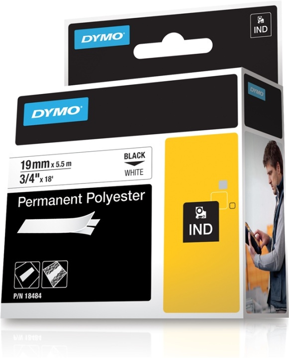 DYMO RhinoPRO tape permanent polyester hvid 19mm i gruppen COMPUTERTILBEHØR / Printere og tilbehør / Printere / Labelmaskiner og tilbehør / Tape hos TP E-commerce Nordic AB (38-18660)