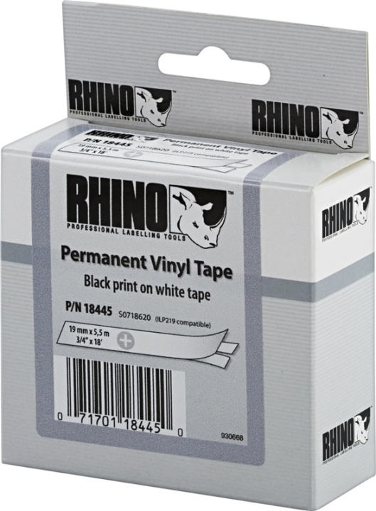 DYMO RhinoPRO, permanent markeringsvinyltape, 19 mm, sort tekst på hv i gruppen COMPUTERTILBEHØR / Printere og tilbehør / Printere / Labelmaskiner og tilbehør / Tape hos TP E-commerce Nordic AB (38-18671)