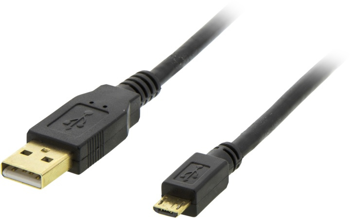 DELTACO, USB 2.0 kabel, USB-A han - Micro B han, 2m, sort i gruppen COMPUTERTILBEHØR / Kabler og adaptere / USB / Micro-USB / Kabler hos TP E-commerce Nordic AB (38-19040)