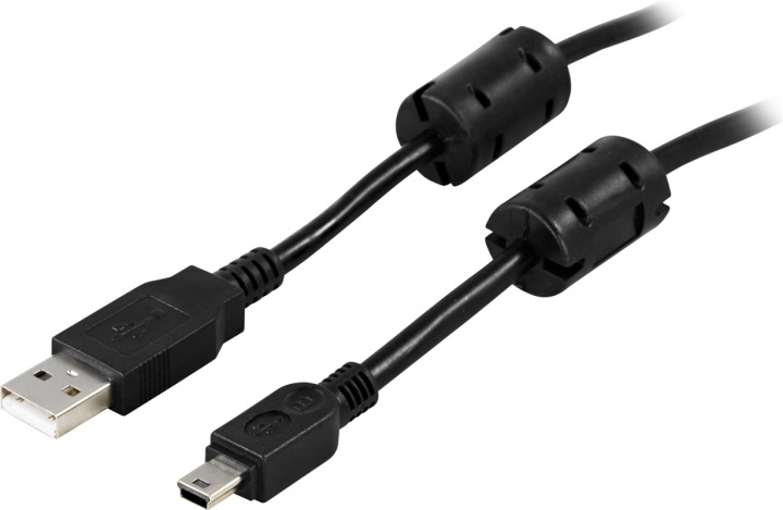 DELTACO USB 2.0 kabel Type A han - Type Mini B han, ferritkerner, 2m, i gruppen COMPUTERTILBEHØR / Kabler og adaptere / USB / Mini-USB / Kabler hos TP E-commerce Nordic AB (38-19107)