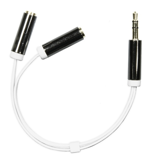 DELTACO lydadapter, 3,5mm stereo han til 2x3,5mm stereo hun, 0,1m, hvi i gruppen HJEMMEELEKTRONIK / Kabler og adaptere / Audio Analog / 3.5 mm hos TP E-commerce Nordic AB (38-19678)