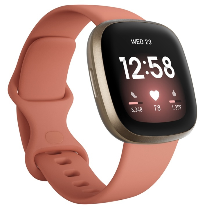 Fitbit Versa 3, Pink Clay/Soft Gold i gruppen SPORT, FRITID & HOBBY / Smartwatch & Aktivitetsmåler / Smartwatches hos TP E-commerce Nordic AB (38-19872)