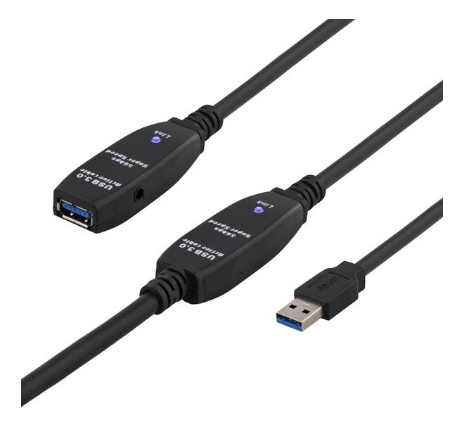 DELTACO PRIME USB 3.0-forlængerkabel, aktiv , Type A han - Typ i gruppen COMPUTERTILBEHØR / Kabler og adaptere / USB / USB-A / Kabler hos TP E-commerce Nordic AB (38-23087)