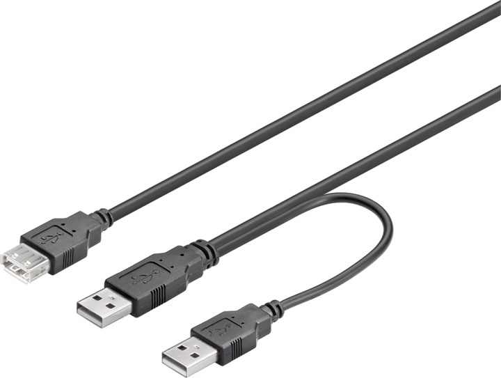 DELTACO USB-strømkabel, Y-kabel, 2xType A han til 1xType A hun, 0,3m i gruppen COMPUTERTILBEHØR / Kabler og adaptere / USB / USB-A / Adaptere hos TP E-commerce Nordic AB (38-23136)