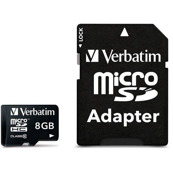 Verbatim microSDHC, 8GB, Class 10, inkl adapter (44081) i gruppen HJEMMEELEKTRONIK / Lagringsmedier / Hukommelseskort / MicroSD/HC/XC hos TP E-commerce Nordic AB (38-23510)