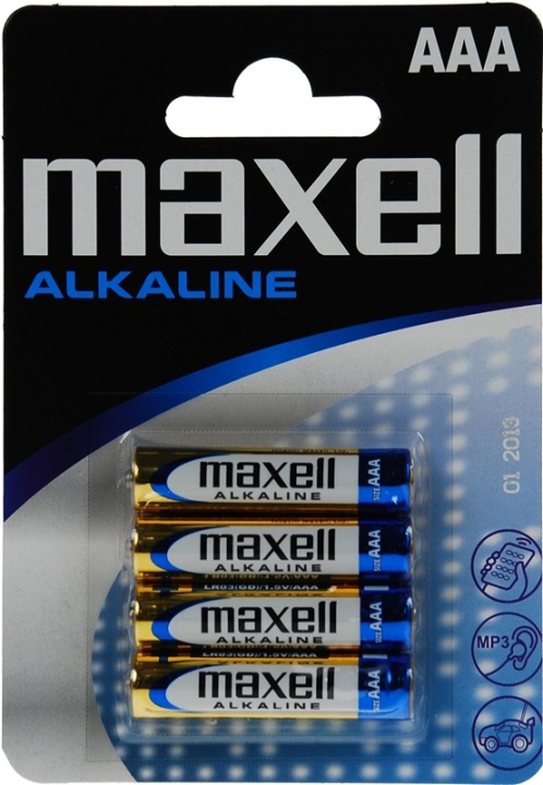 Maxell Alkaline, LR03 / AAA batterier, alkaliske 1,5V, 4-pak i gruppen HJEMMEELEKTRONIK / Batterier og opladere / Batterier / AAA hos TP E-commerce Nordic AB (38-23566)