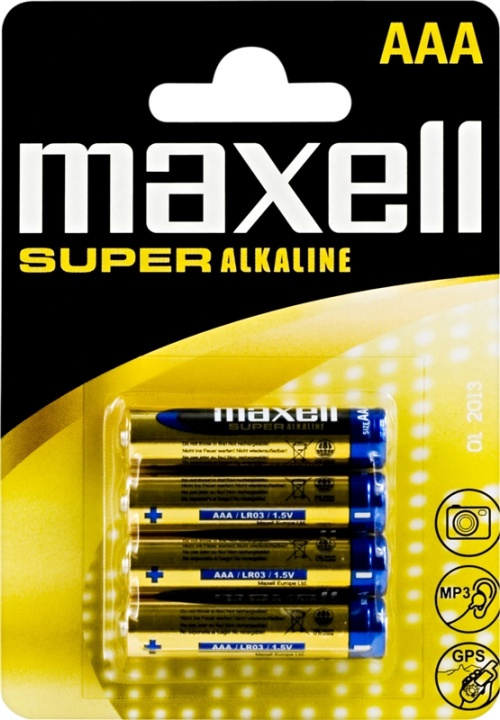 Maxell Super Alkine, LR03 / AAA batterier, alkaliske, 1,5V, 4-pak i gruppen HJEMMEELEKTRONIK / Batterier og opladere / Batterier / AAA hos TP E-commerce Nordic AB (38-23567)