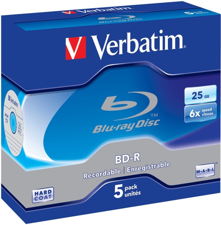 Verbatim BD-R, 6x, 25GB/200min, 5-pack, jewel case, Hard Coat, M.A.B.L i gruppen HJEMMEELEKTRONIK / Lagringsmedier / CD / DVD / BD-diske / Blu-Ray hos TP E-commerce Nordic AB (38-23604)