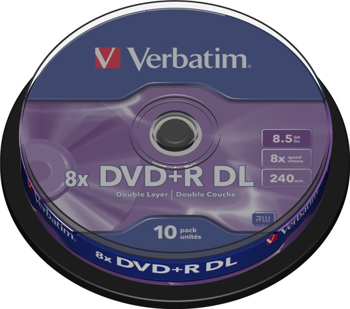 Verbatim DVD+R DL, 8x, 8,5 GB/240 min, 10-pack spindel, AZO i gruppen HJEMMEELEKTRONIK / Lagringsmedier / CD / DVD / BD-diske / DVD+R hos TP E-commerce Nordic AB (38-23669)