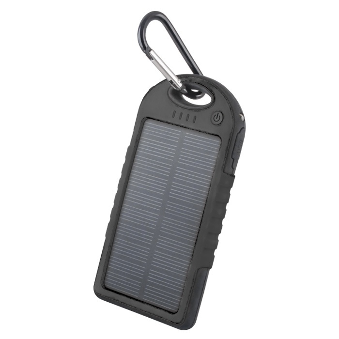 Forever STB-200 PowerBank, solcelle, 5000 mAh - Sort i gruppen SMARTPHONES & TABLETS / Opladere og kabler / Powerbanks hos TP E-commerce Nordic AB (38-24389)