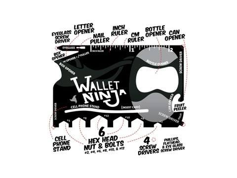 Wallet Ninja - lommekniv i lommeformat med 18 funktioner i gruppen SPORT, FRITID & HOBBY / Sjove gadgets / Smarte løsninger hos TP E-commerce Nordic AB (38-25012)