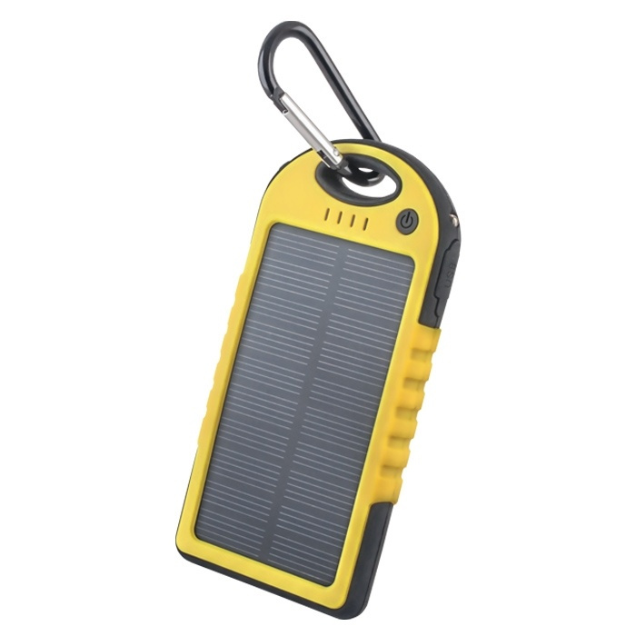 Forever STB-200, Waterproof PowerBank, Solar, 5000mAh, Yellow i gruppen SMARTPHONES & TABLETS / Opladere og kabler / Powerbanks hos TP E-commerce Nordic AB (38-25751)