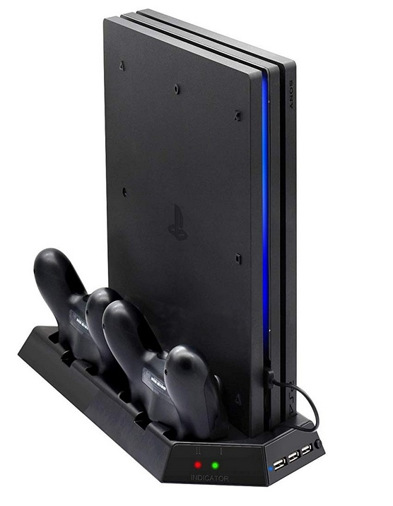 Vertikalt stativ med kylfläktar, laddningsstationer, USB-hub, Playstation 4 Pro i gruppen HJEMMEELEKTRONIK / Spilkonsoller og tilbehør / Sony PlayStation 4 hos TP E-commerce Nordic AB (38-27128)