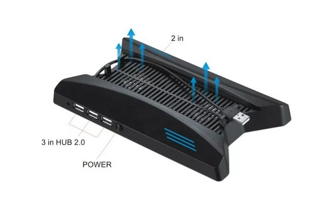 Vertikalt stativ med kylfläktar, USB-hub, Playstation 4 Pro i gruppen HJEMMEELEKTRONIK / Spilkonsoller og tilbehør / Sony PlayStation 4 hos TP E-commerce Nordic AB (38-27129)