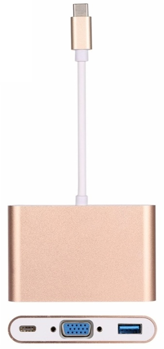 USB-C - VGA, Multiport Adapter, Guld i gruppen COMPUTERTILBEHØR / Kabler og adaptere / VGA / Adaptere hos TP E-commerce Nordic AB (38-27861)