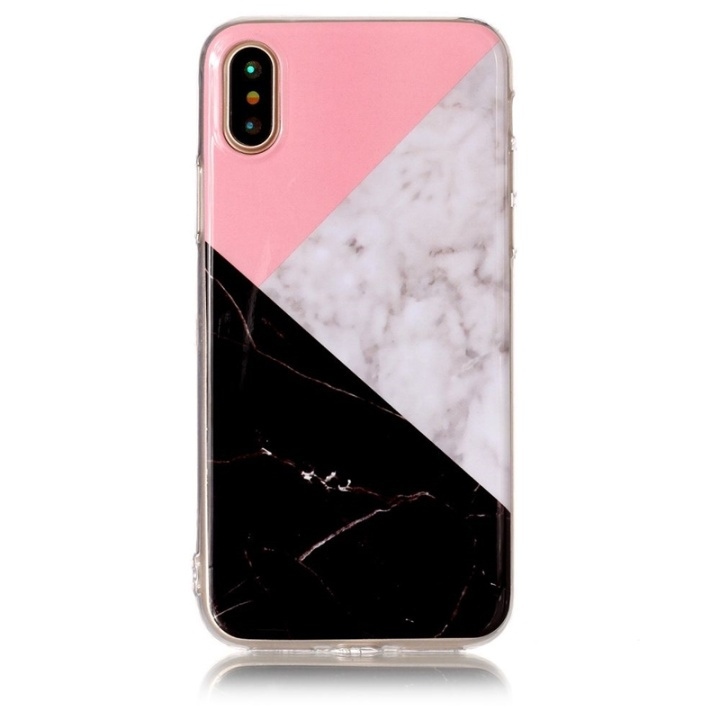 Blødt TPU cover til iPhone X/XS, Pink, Grå, Sort, Marmor i gruppen SMARTPHONES & TABLETS / Mobil Beskyttelse / Apple / iPhone X/XS / Cover hos TP E-commerce Nordic AB (38-28460)