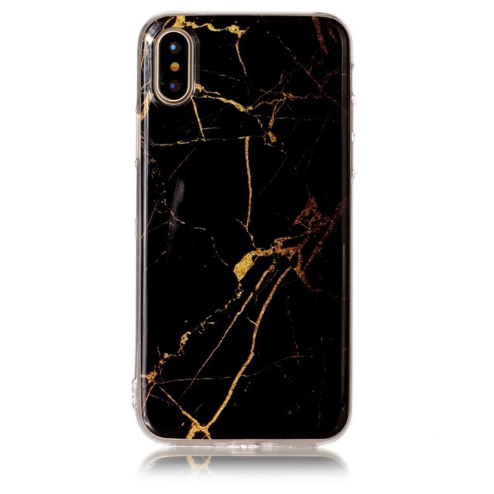 Blødt TPU cover til iPhone X/XS, svart, guld, marmor i gruppen SMARTPHONES & TABLETS / Mobil Beskyttelse / Apple / iPhone X/XS / Cover hos TP E-commerce Nordic AB (38-28463)