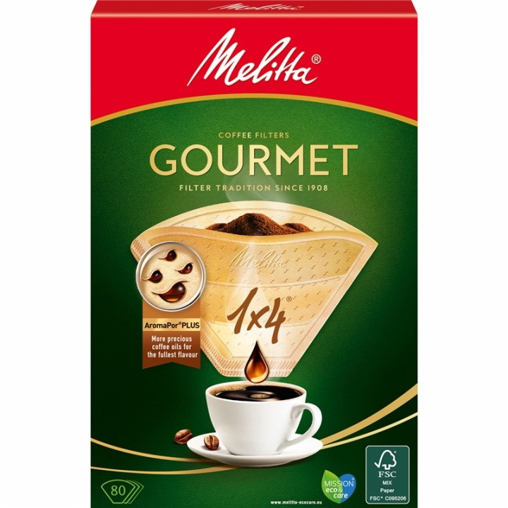 Melitta Kaffefilter Gourmet 1X4 Oblekt i gruppen HJEM, HUS & HAVE / Husholdningsapparater / Kaffe og espresso / Filtre og tilbehør hos TP E-commerce Nordic AB (38-28855)