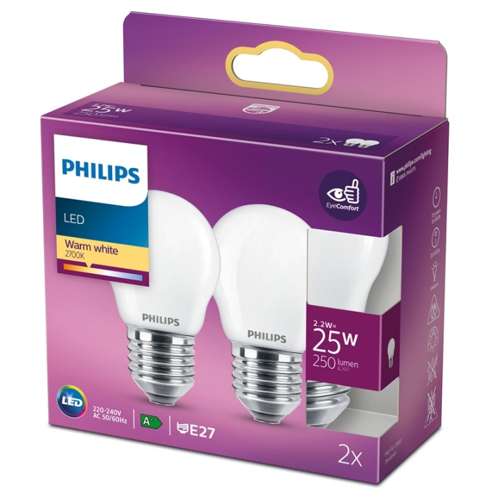 Philips 2-pack LED E27 P45 Klot 25W Fr i gruppen HJEMMEELEKTRONIK / Lys / LED lamper hos TP E-commerce Nordic AB (38-28886)