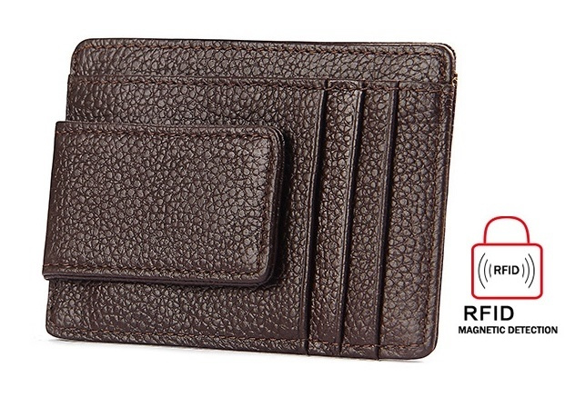 RFID Plånbok med magnetisk sedelklämma - Mörkbrun i gruppen SPORT, FRITID & HOBBY / Sjove gadgets / Smarte løsninger hos TP E-commerce Nordic AB (38-29048)
