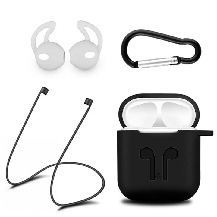Silikonesæt til Airpods, silikoneetui, rem, silikoneørepropper, karabinhage, svar i gruppen HJEMMEELEKTRONIK / Lyd & billede / Hovedtelefoner & Tilbehør / Tilbehør hos TP E-commerce Nordic AB (38-29054)