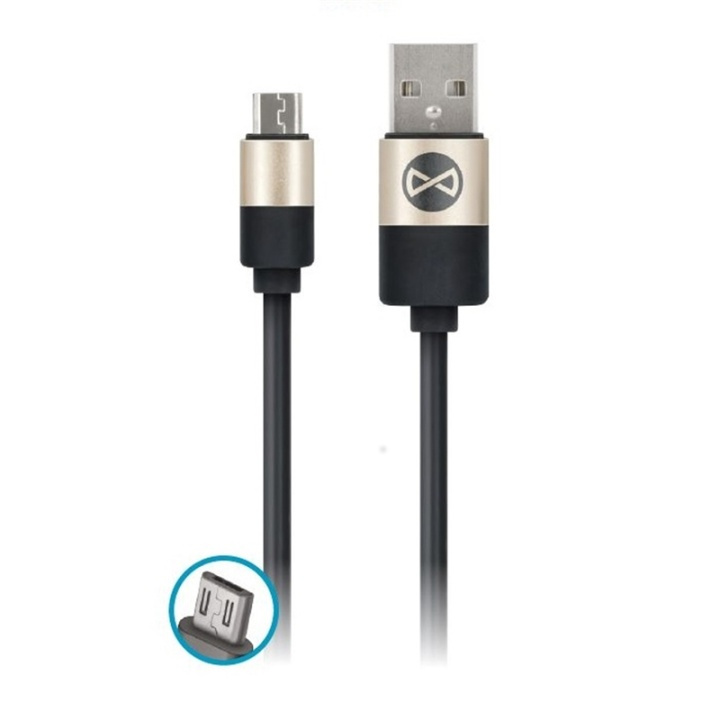 Forever Micro USB, 1 meter, sort i gruppen SMARTPHONES & TABLETS / Opladere og kabler / Kabler / Kabler microUSB hos TP E-commerce Nordic AB (38-29745)