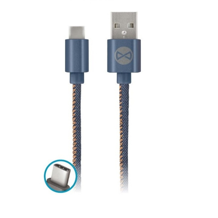 Forever USB C, tekstilbeklædte jeans 1m i gruppen SMARTPHONES & TABLETS / Opladere og kabler / Kabler / Kabler Type C hos TP E-commerce Nordic AB (38-29752)