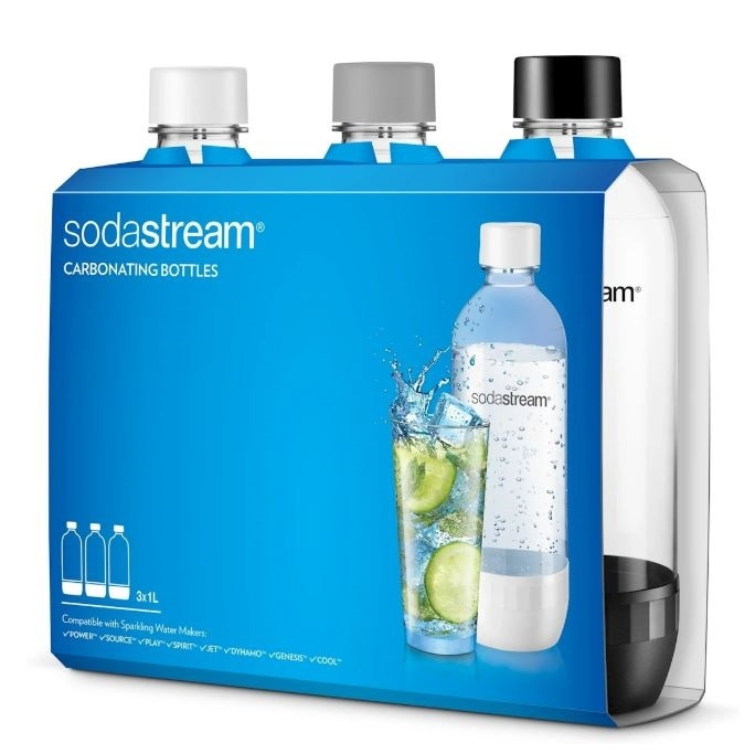 SodaStream PET-flaska 3 st 1L Sv/Vi/Si (1041300770) i gruppen HJEM, HUS & HAVE / Husholdningsapparater / Vand & Juice / Kulsyremaskiner / Tilbehør hos TP E-commerce Nordic AB (38-31227)