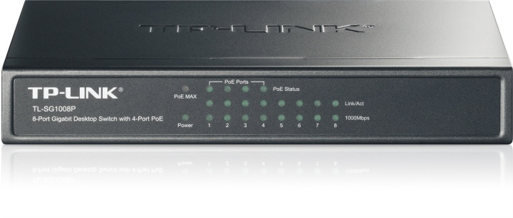 TP-LINK switch, 8x10/100/1000Mbps, RJ45, 4xPoE, 53W, bordmodel, sort i gruppen COMPUTERTILBEHØR / Netværk / Switches hos TP E-commerce Nordic AB (38-35312)